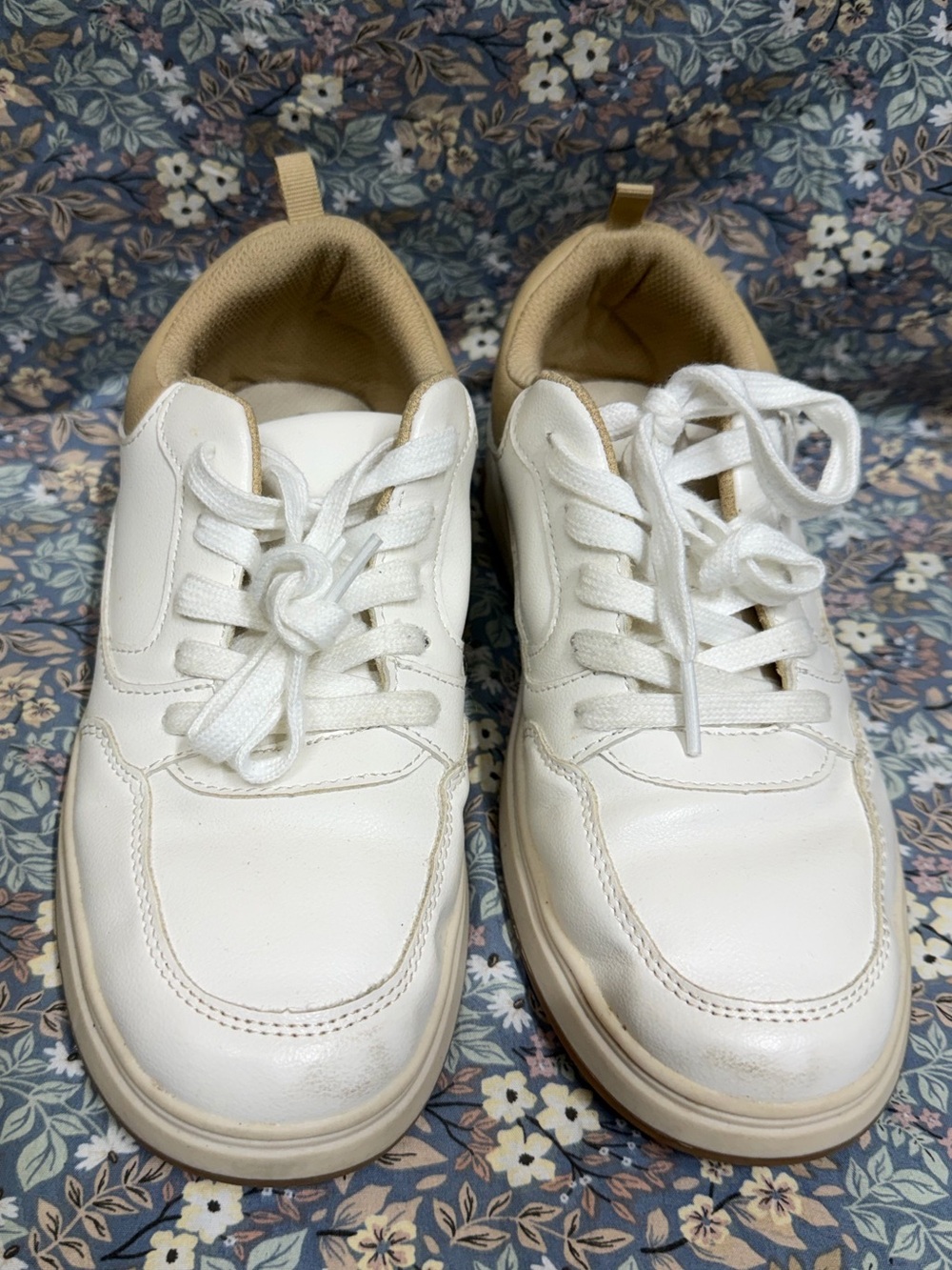 Old Navy White Sneakers with Tan Interior